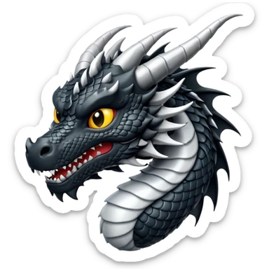 Black and white dragon emoji text sticker