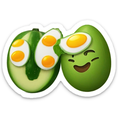 Un pepino con dos huevos sticker