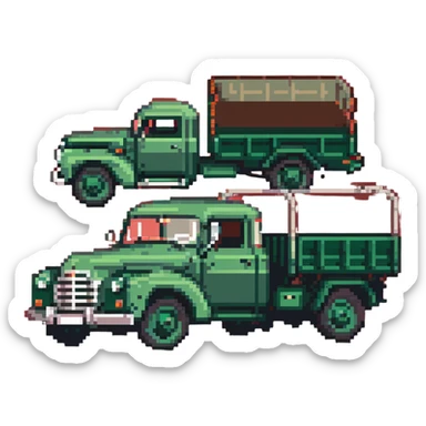 ZIL 130 Soviet truck with green cabin and flatbed, vintage Russian truck from 1960s sticker