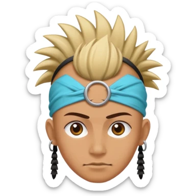 extreme mohawk person face headband sticker