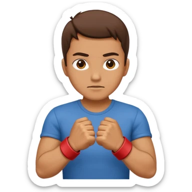Hands crossed over while having fists sticker