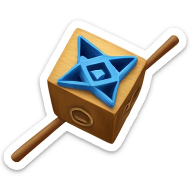 Jewish dreidel a cubed four-sided spinning top with a point on the bottom and a stick on the top used to spin it, played during the Jewish holiday of Hanukkah sticker