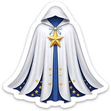 a fantasy  magic, white color with star pattern cloak sticker