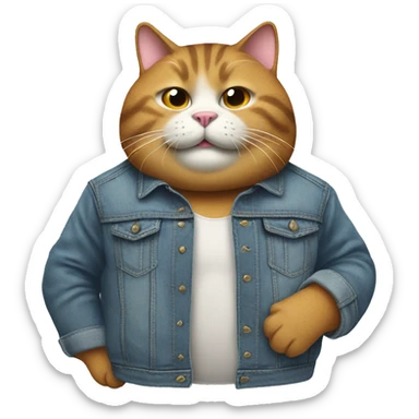 fat cat in a jean jacket sticker