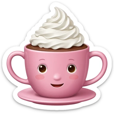 a hot chocolate in a pink cup sticker