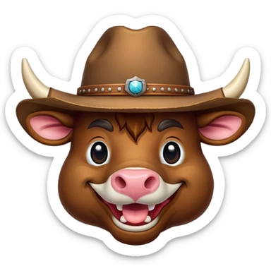friendly anthropomorphised bull head sticker
