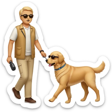 blind man with sunglasses and guide dog sticker