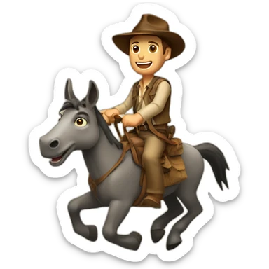 indiana jones riding a donkey sticker