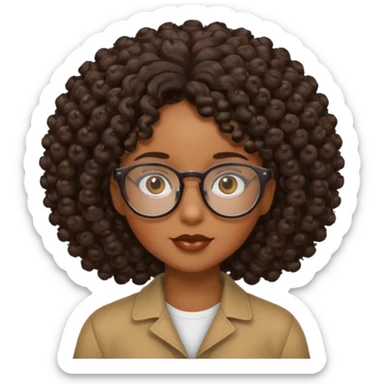 Black girl with curly hair and glasses sticker