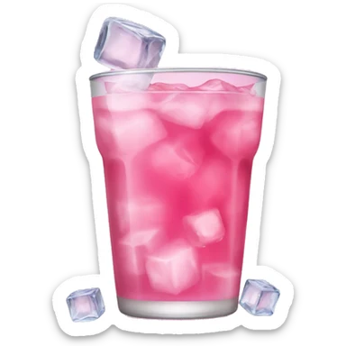 Pink drink with ice cubes sticker
