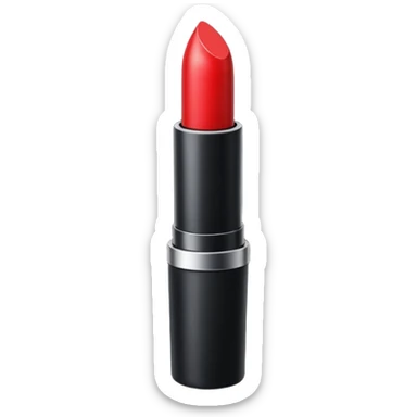 A sleek matte-red lipstick in a black metal tube. sticker