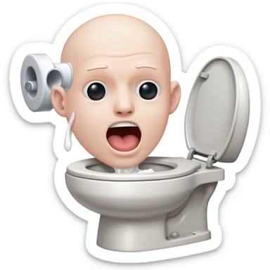 Mans head coming out of a toilet while singing sticker