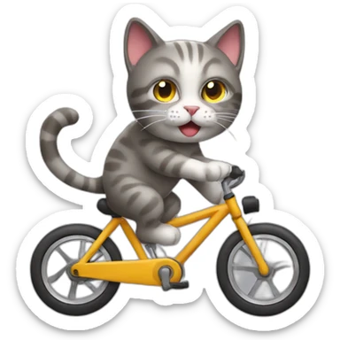 cat ride a cycle sticker