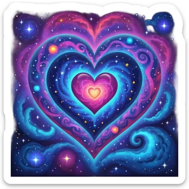heart with a cosmic nebula pattern sticker