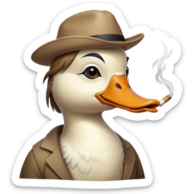 Ente mit zigarette im dchnabel und vokuhila sticker