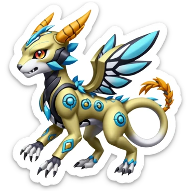 Meloetta-WereGarurumon-Wargreymon-Protogen-Pokémon-Digimon-Fakémon-fusion-hybrid-creature sticker