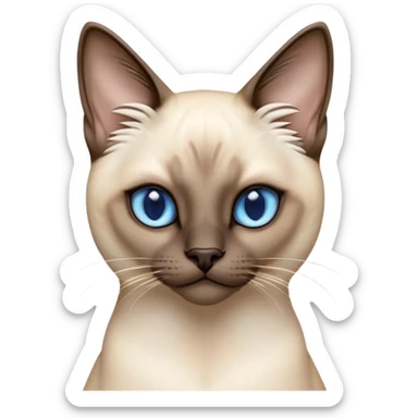 Cinematic Noble Siamese Cat Portrait Emoji, Poised and regal, with sleek cream-colored fur and striking dark points on the ears, face, paws, and tail, piercing sapphire-blue eyes, Simplified yet sharp and sophisticated features, highly detailed, glowing with a soft, dignified glow, high shine, intelligent and graceful, stylized with an air of elegance, focused and attentive, soft glowing outline, capturing the essence of a watchful and refined feline, so majestic it feels as though it could glide across the screen with effortless confidence! sticker