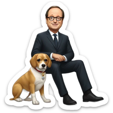 François Hollande avec une tëte de chien sticker