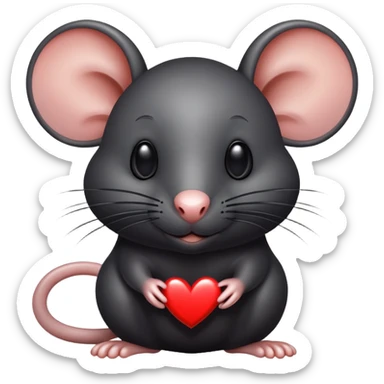 All black rat with the inscription “I ❤️ Stevie” sticker