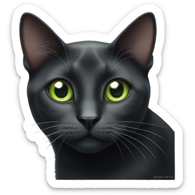 black cat green eyes with a white spot on the tip of the tail  sticker