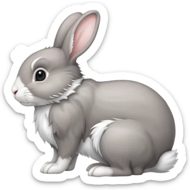 side view of bunny rabbit with fluffy tail and drooping ears sticker