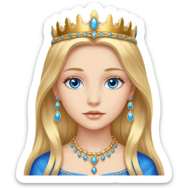Girl with blue eyes and châtain long hair and gold jewellery  sticker