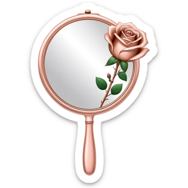 Rose gold Handheld mirror with roses sticker