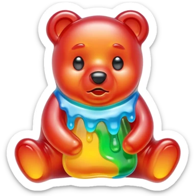 Sad Gummy bear melting into ground sticker