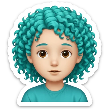 curly turqoise haired kid sticker
