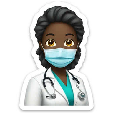 a black woman professional nurse without face mask sticker