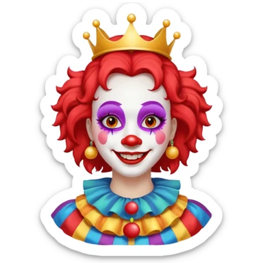 female clown with saint's halo sticker