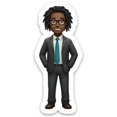 Black male IT professional with glasses with dreadlocks sticker