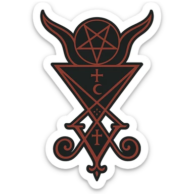 Lucifer's emblem, elegant sigil with occult symbols, intricate and mystical, black and red color scheme sticker