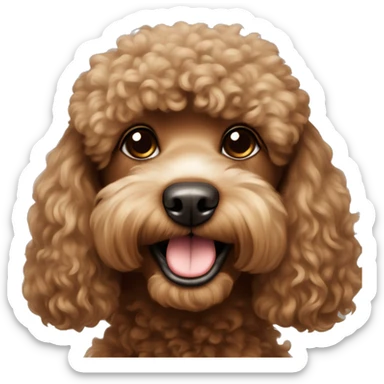 Brown poodle smaller than light brown shitzu smiling sticker