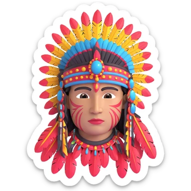 Toltec warrior with feathered headdress sticker