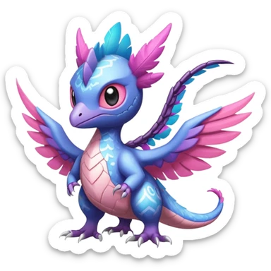 Shiny Cute Adorable Aerodactyl-Noivern-Archeops-Hybrid-Creature with pattern-markings sticker