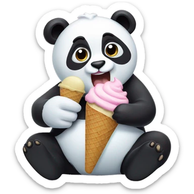 Panda eating ice cream sticker