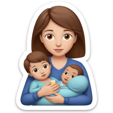 Mother holding 1 infant brown hair fair skin sticker