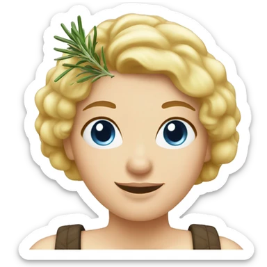 woman with blond Hair and Blue Eyes growing rosemary out of her head sticker