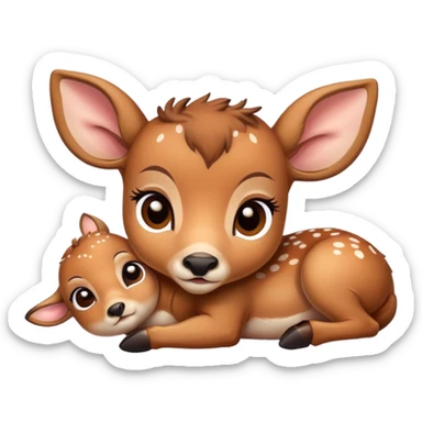 Cute baby deer sick sticker