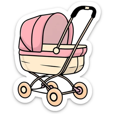 baby stroller with pink gradient and beige accents sticker