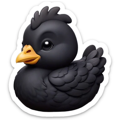 Meme-Worthy Cute Sleeping Black Chicken Portrait Emoji, Head resting peacefully with a contented smile, showcasing a delightfully compact build and a luxuriously soft black plumage, eyes shut in a serene, restful nap, Simplified yet hilariously adorable features, highly detailed, glowing with a soft, drowsy light, high shine, relaxed and utterly lovable, stylized with an air of playful laziness, bright and heartwarming, soft glowing outline, capturing the essence of a comically sleepy chicken, so meme-worthy it feels like it could instantly become the next viral sensation of adorable slumber! sticker