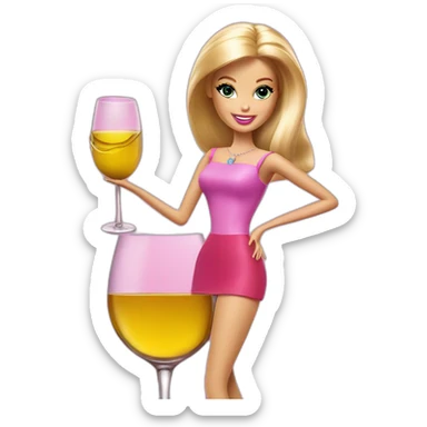 Barbie avec verre de vin sticker