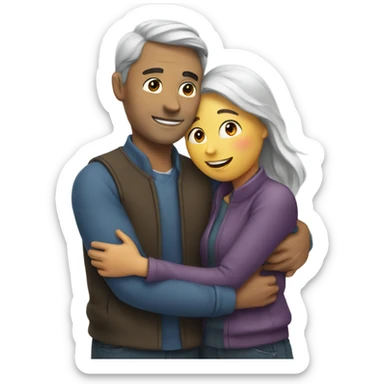 man and woman hugging  sticker
