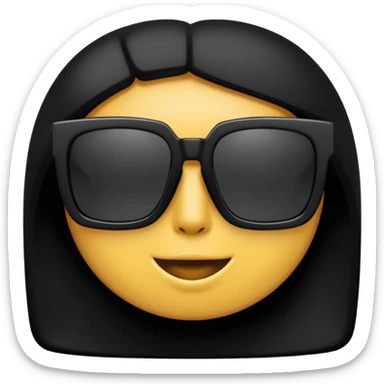 black stylish sunglasses, square-shaped, thick frame, inspired by Saint Laurent, shown directly from the front, simplified and cartoon-like, emoji style, clean lines, bold and clear, high resolution, plain background, PNG style, with a bit of reflection on the lenses sticker