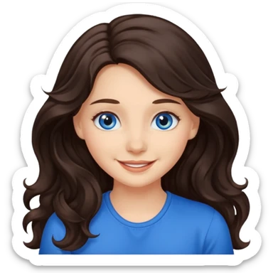 Girl with lond wavy dark brown hair and blue eys  sticker