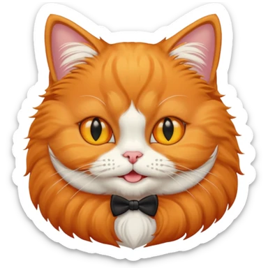 create an emoji that reflects an orange persian cat, with tuxedo pattern, her eyes are large and shes smiling, she has yellow eye sticker