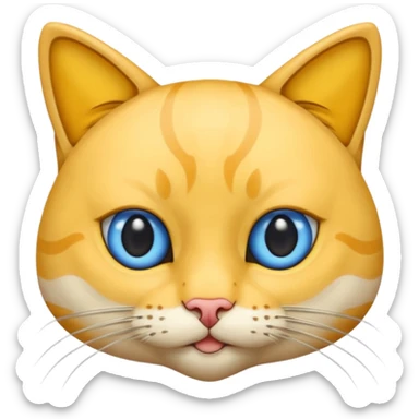 GATO AMARILLO SIN OREJAS VERDES Y OJOS AZULES sticker
