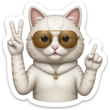 a cat wearing sunglasses a saying peace out on his head there would be written peace out and he will do the pose for peace out sticker