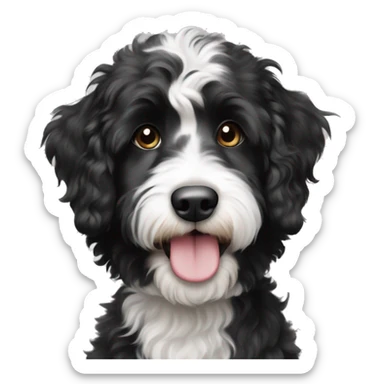 Black and white Aussiedoodle sticker